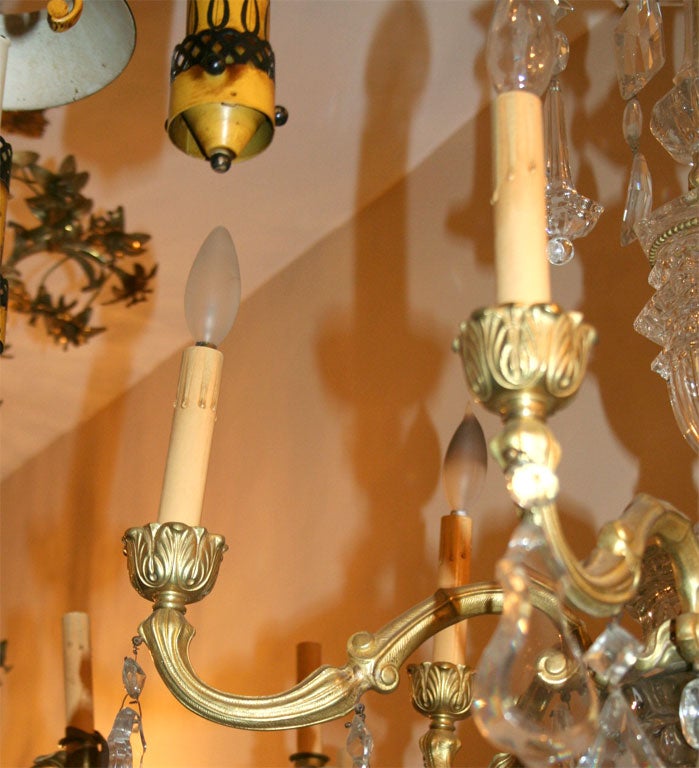 Pair of French Crystal and Gilt Bronze Chandeliers, Sold Individually For Sale 2