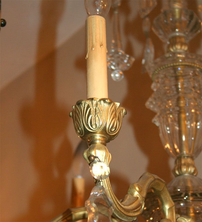 Pair of French Crystal and Gilt Bronze Chandeliers, Sold Individually For Sale 3