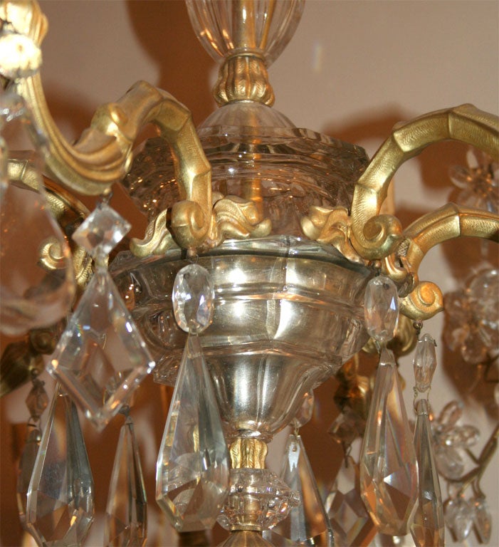 Pair of French Crystal and Gilt Bronze Chandeliers, Sold Individually For Sale 4