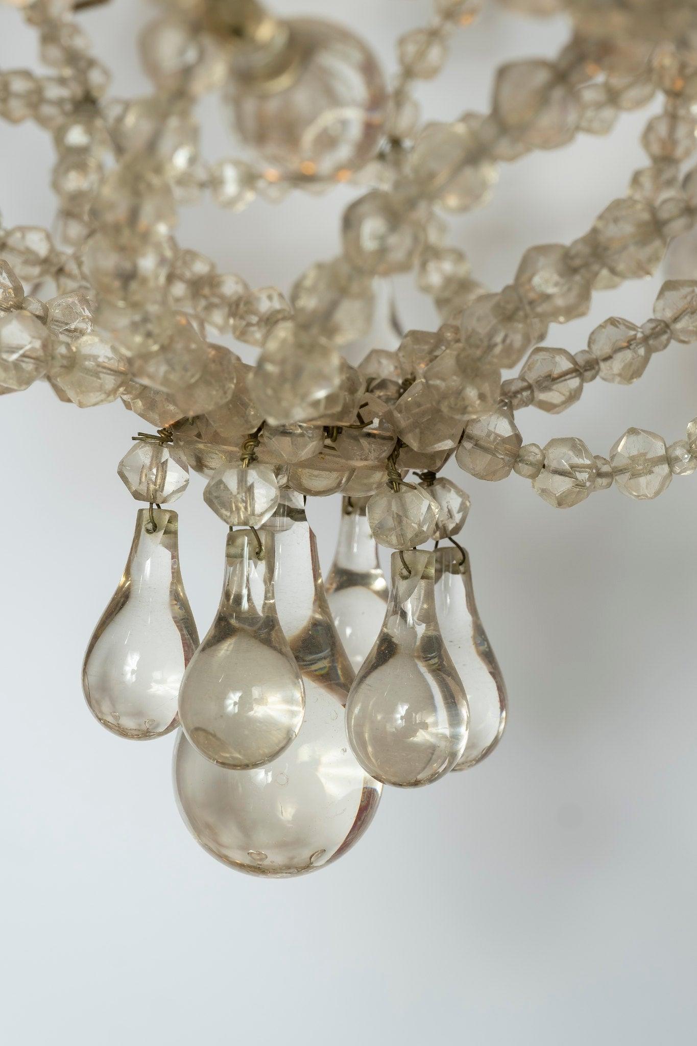 Pair of French Crystal Basket Chandeliers 4