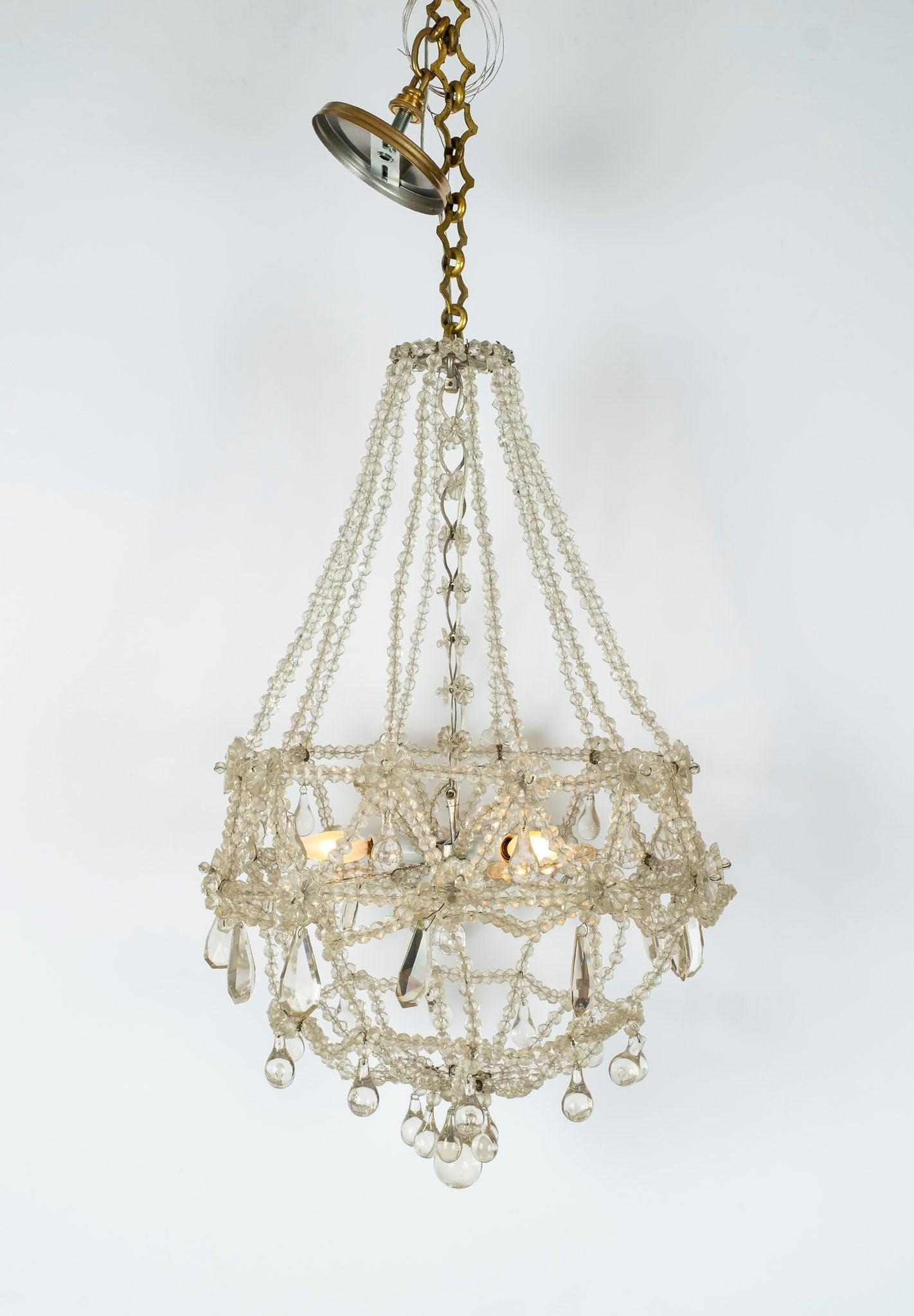 Pair of French crystal chandeliers, circa 1920.

   
