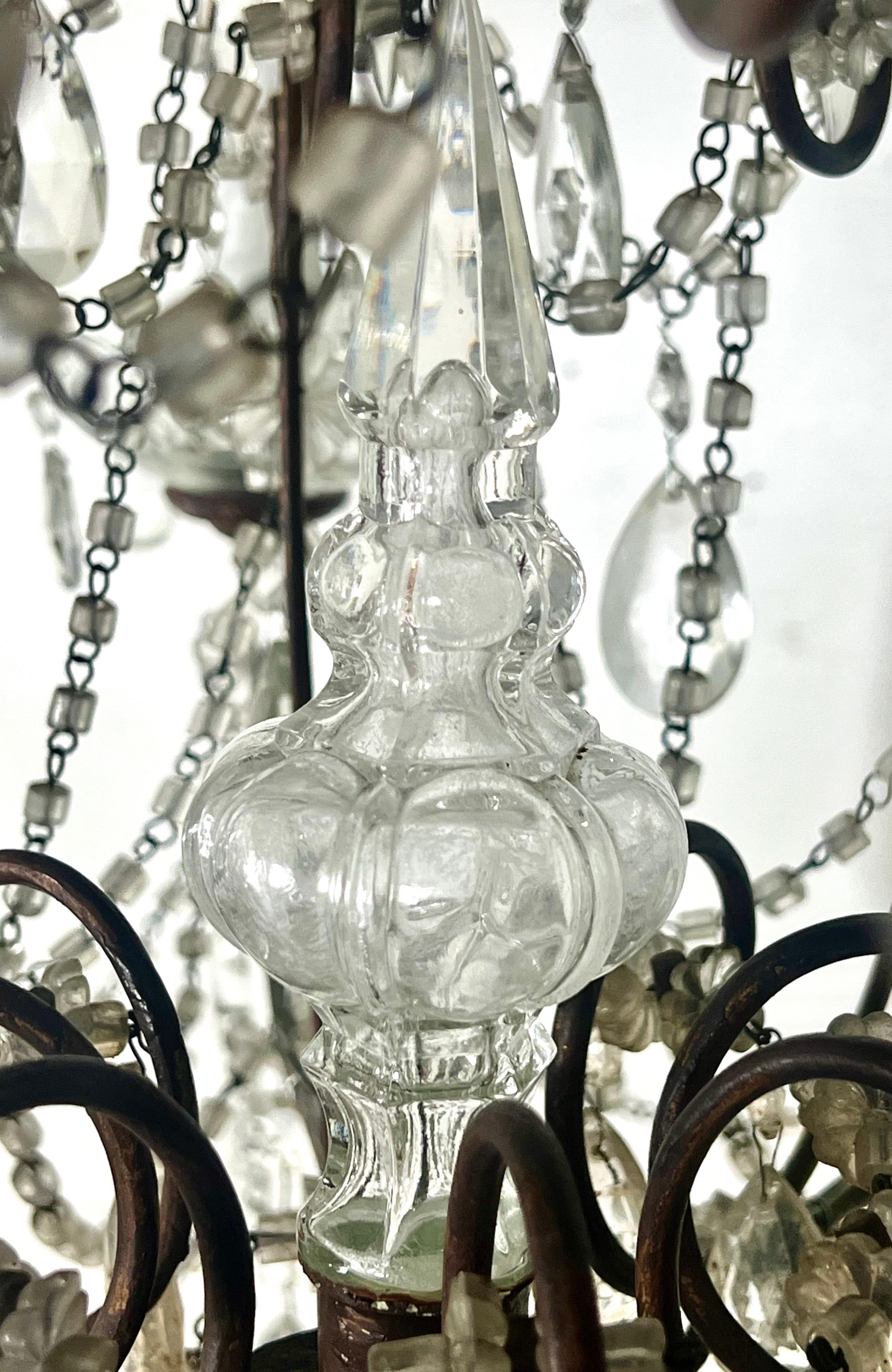 Pair of French Crystal & Beaded Chandeliers C. 1930's For Sale 10