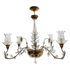 Pareja de candelabros de cristal francés con hojas de cristal, Se venden por unidad