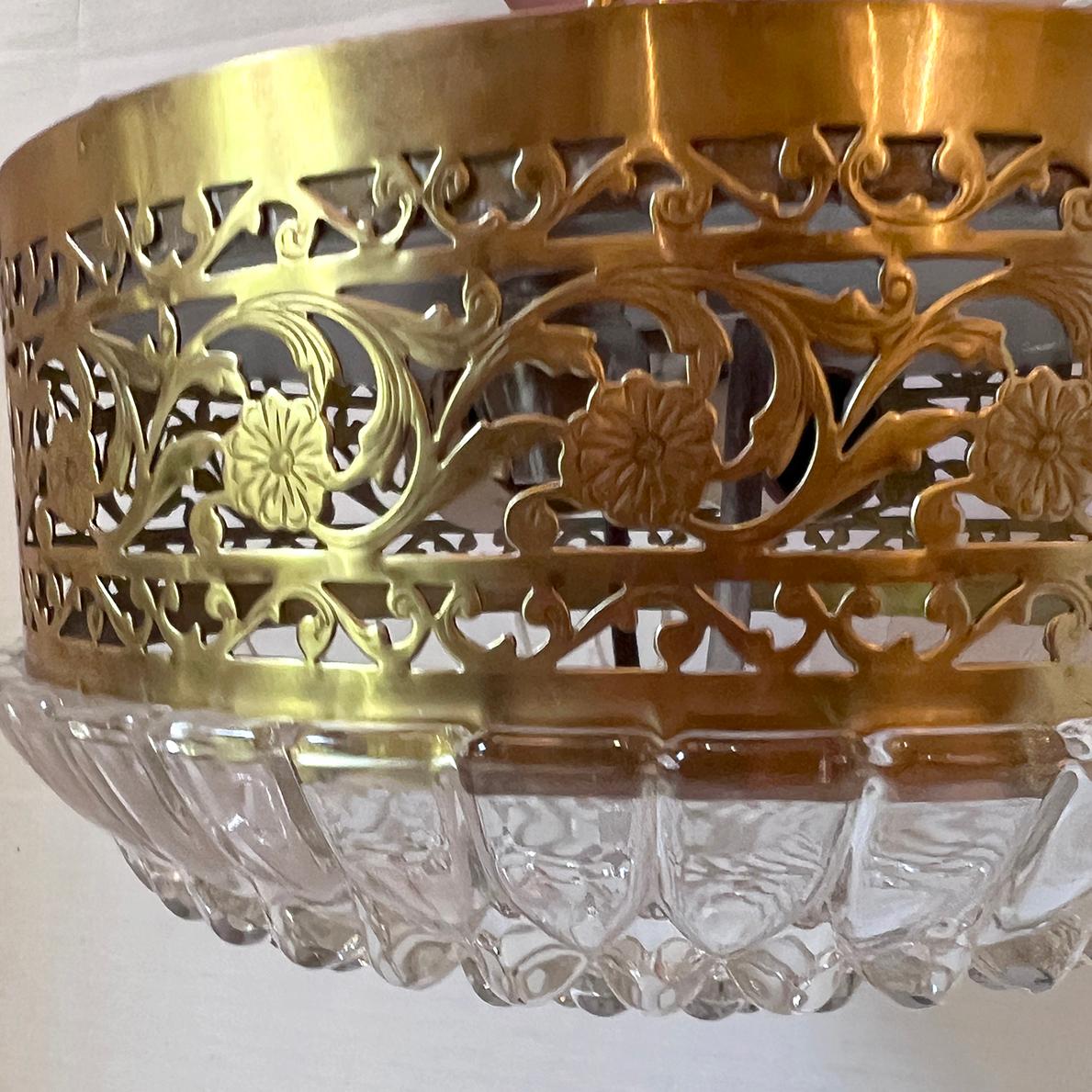 Pair of French Crystal Flush Mounts, Sold Individually In Good Condition For Sale In New York, NY