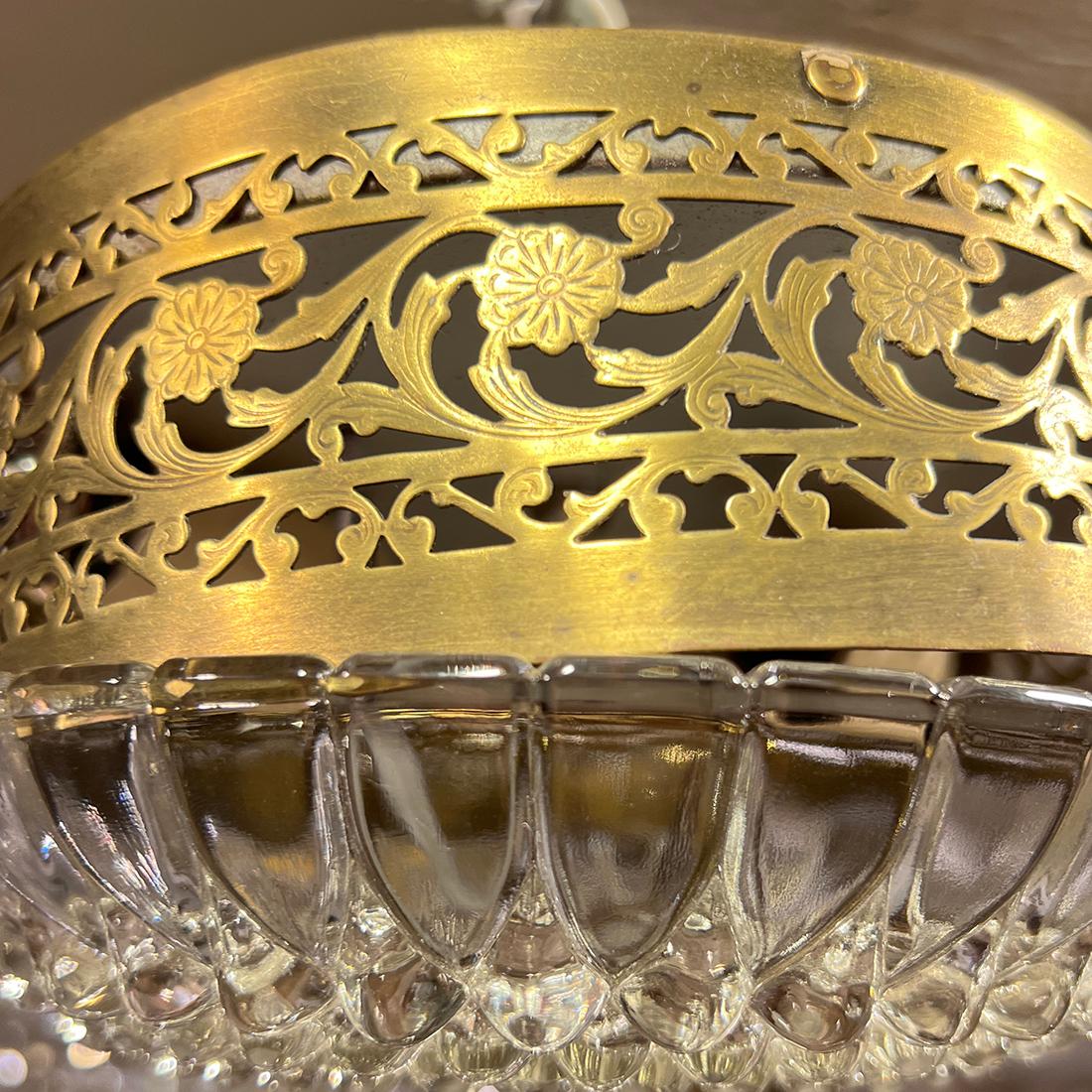 Mid-20th Century Pair of French Crystal Flush Mounts, Sold Individually For Sale