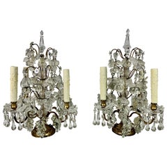 Pair of French Crystal Fruit Lights, circa 1900s