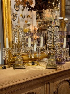 Pair of French Crystal Girandoles