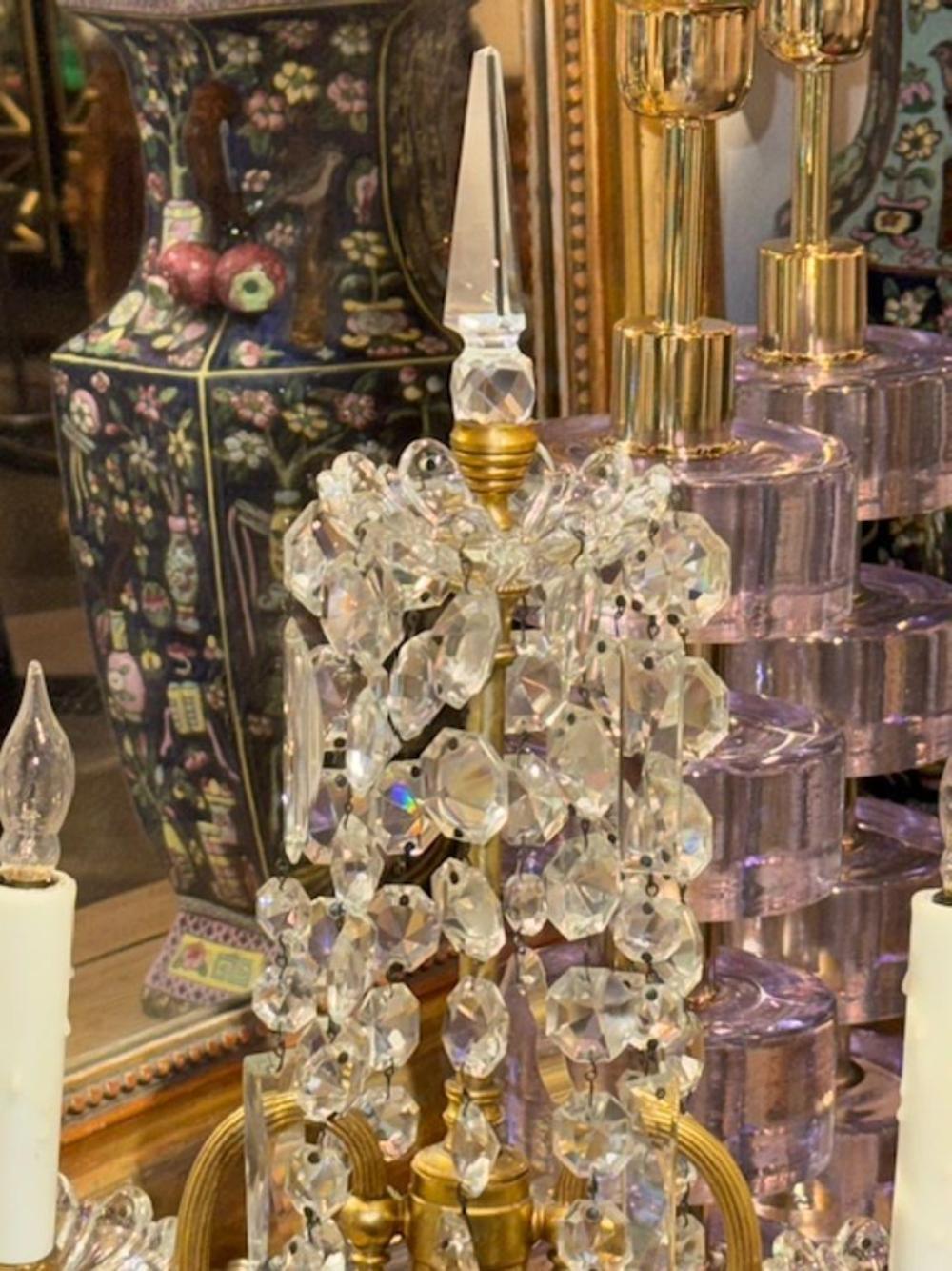 Par de Girándolas Francesas de Cristal Bronce en venta