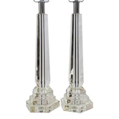 Pair of French Crystal Lamps