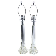 Pair of French Crystal Lamps