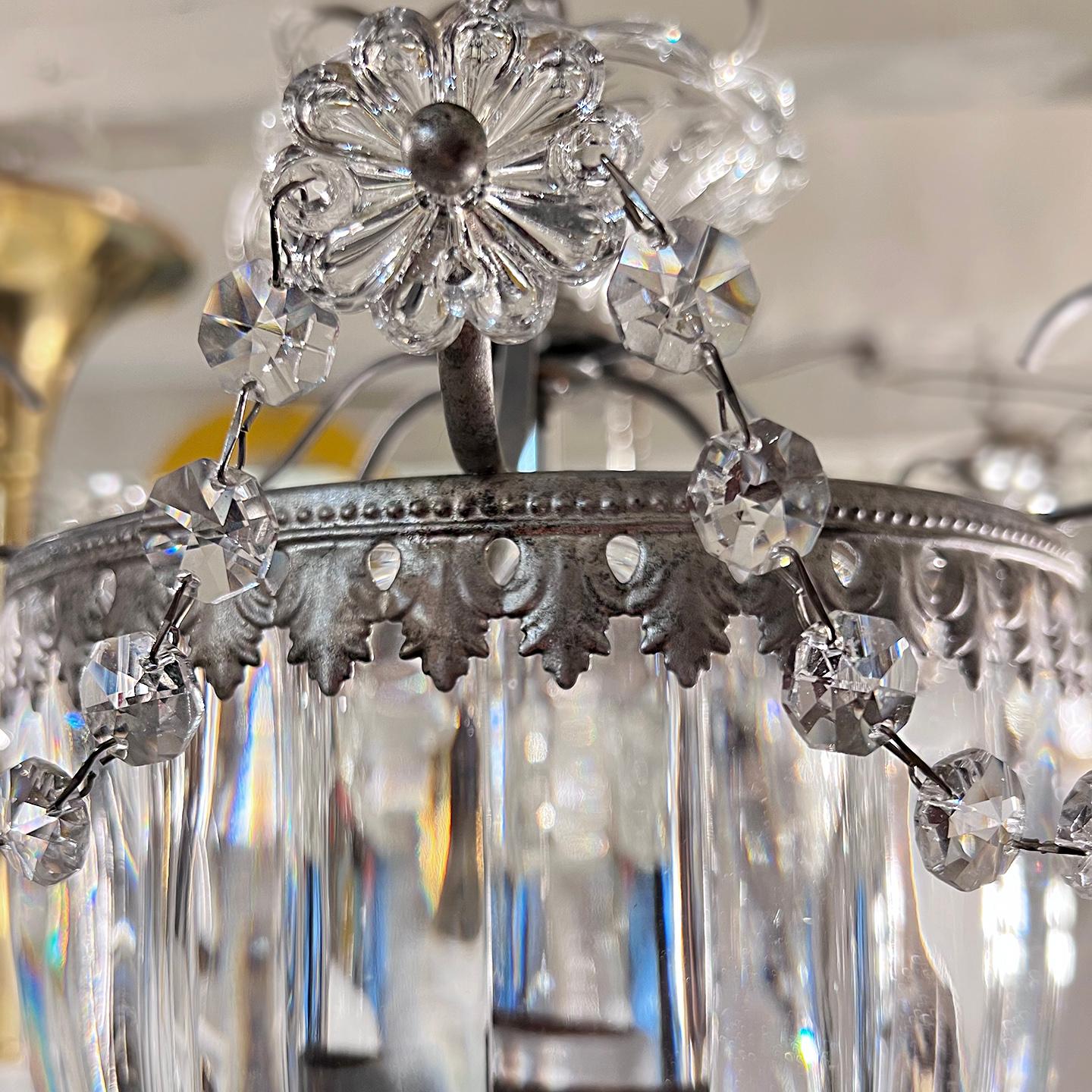 Silver Plate Pair of French Crystal Lanterns, Sold Individually For Sale