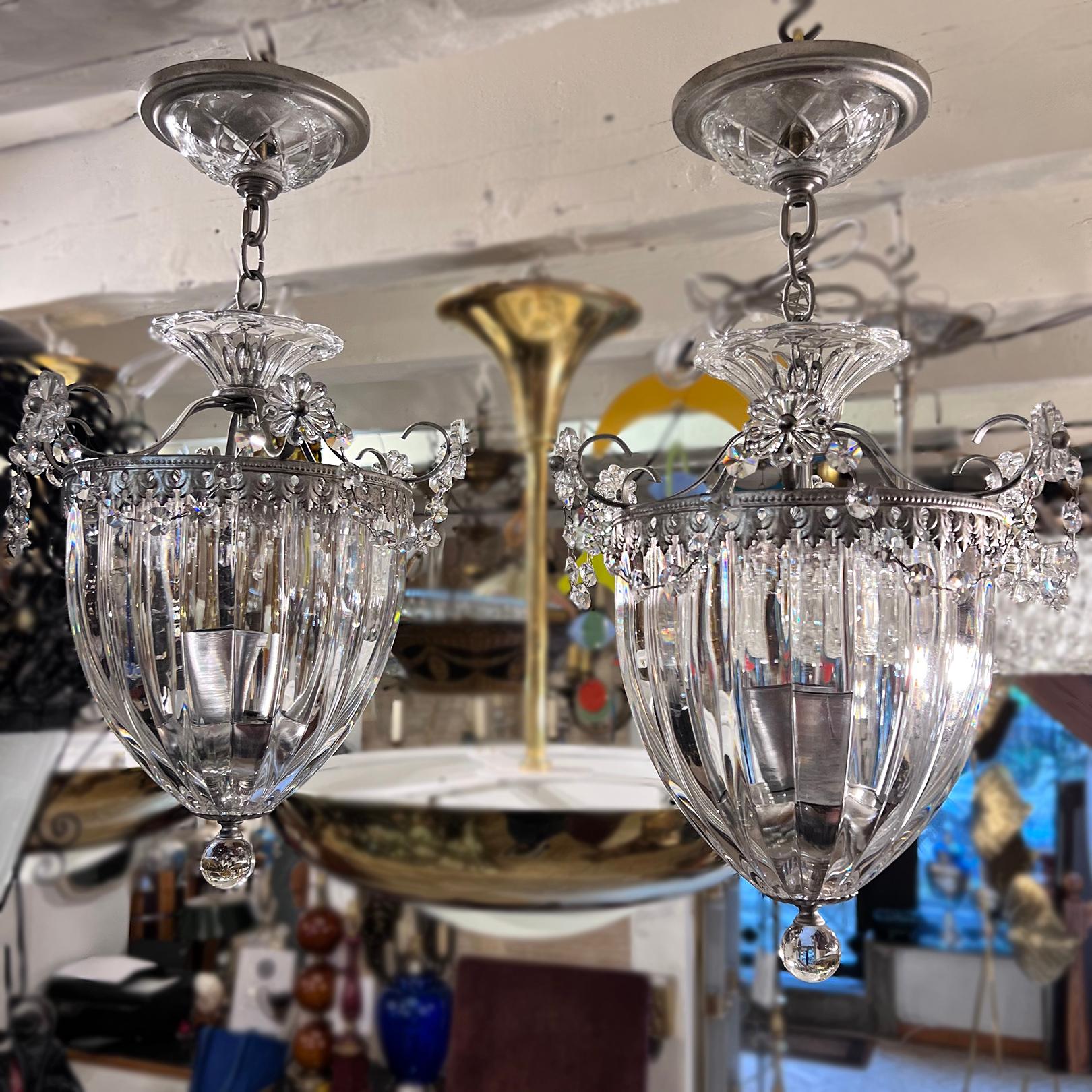 Pair of French Crystal Lanterns, Sold Individually For Sale 3