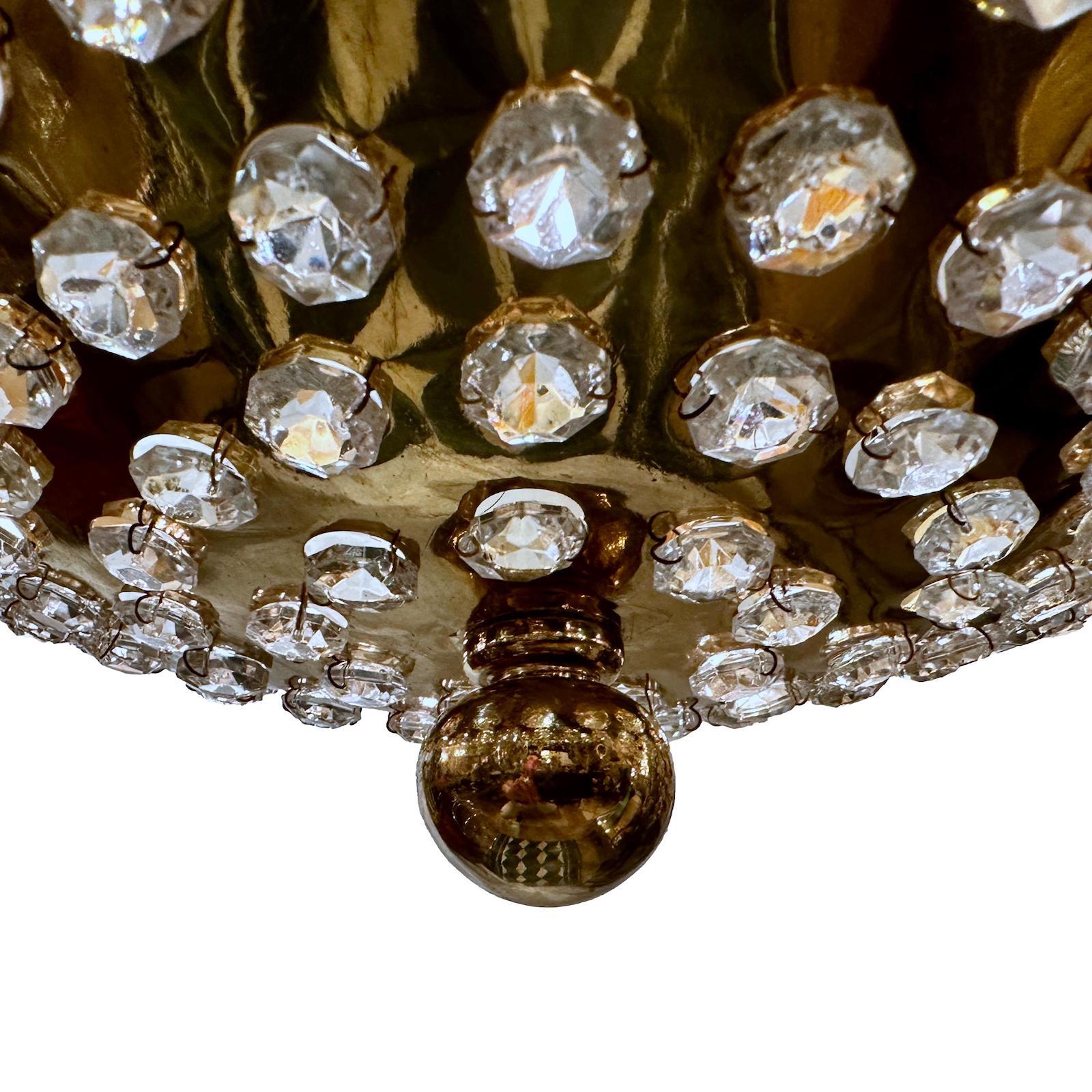 Mid-20th Century Pair of French Crystal Light Fixtures, Sold Individually For Sale
