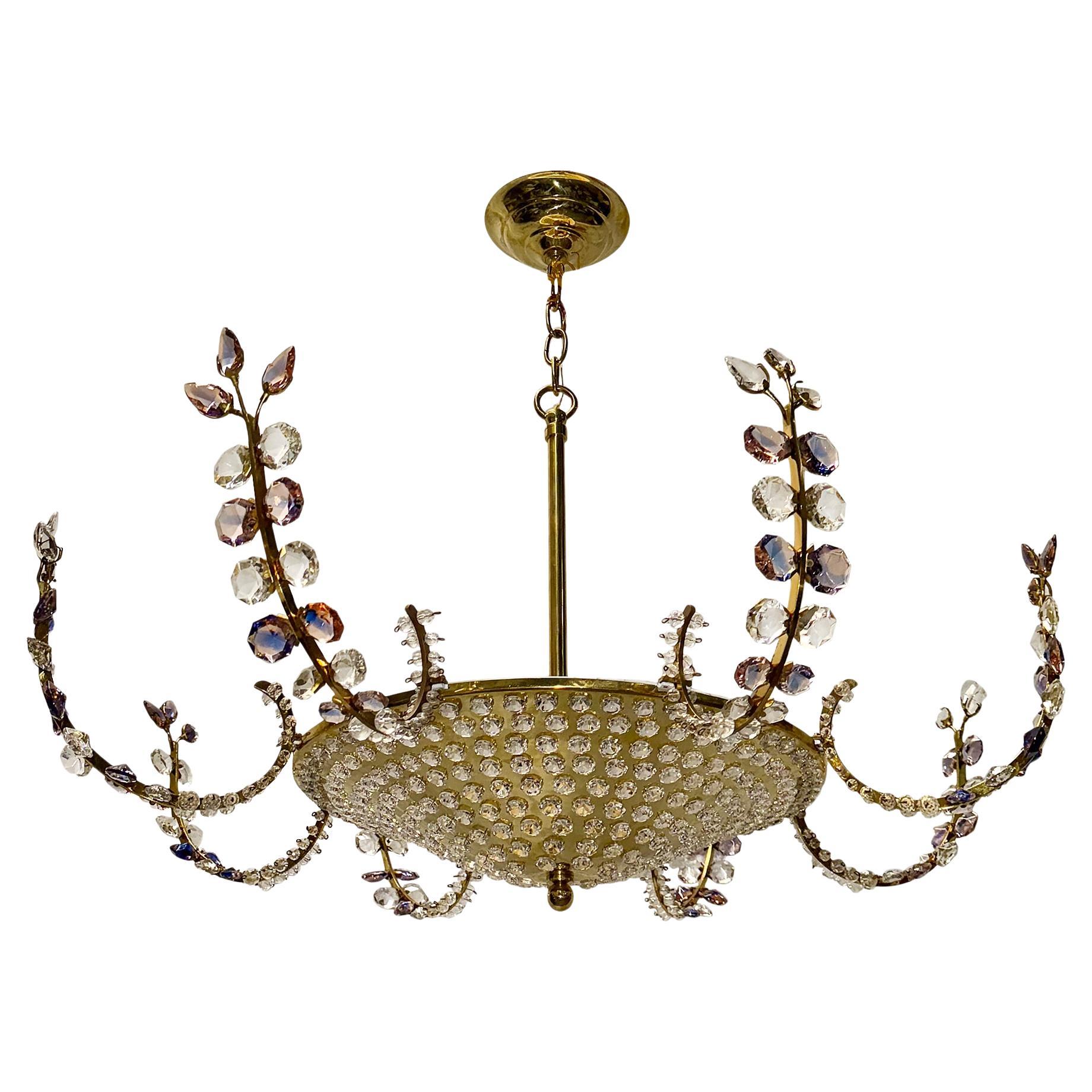 Pair of French Crystal Light Fixtures, Sold Individually For Sale