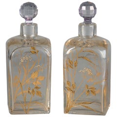 Pair of French Crystal Perfume Bottles, circa 1890