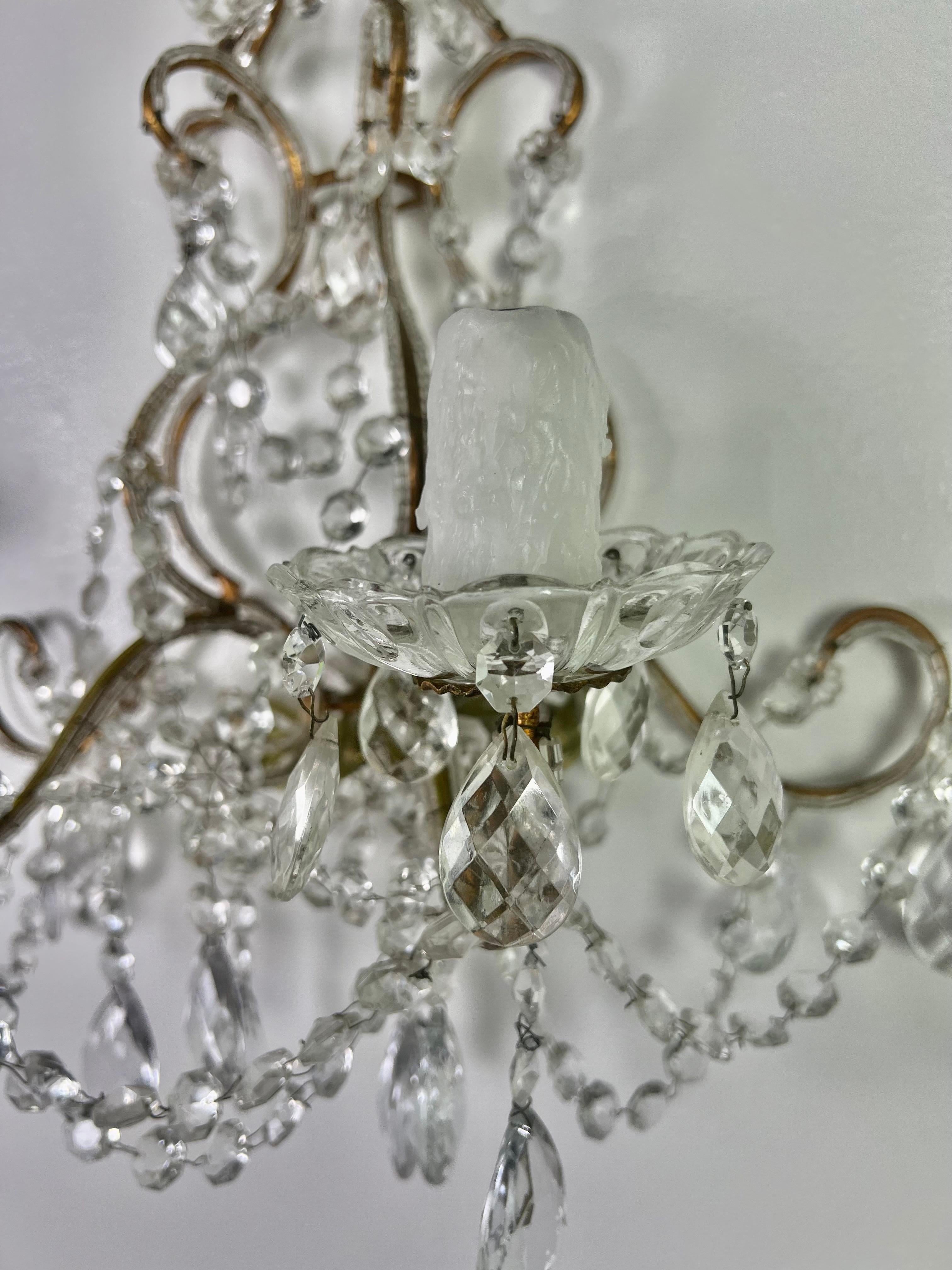 Pair of French Crystal Sconces, circa 1930s 5