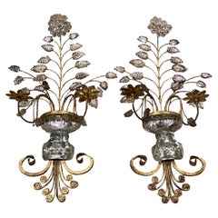 Pair of French Crystal Sconces, Circa 1930s