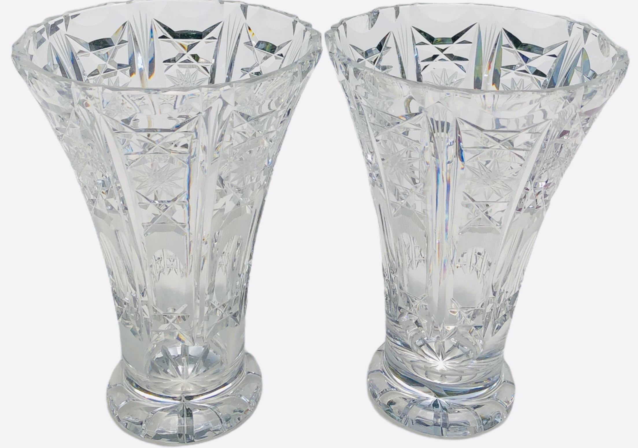 Pair of French Crystal Vases Attributed to Baccarat 3