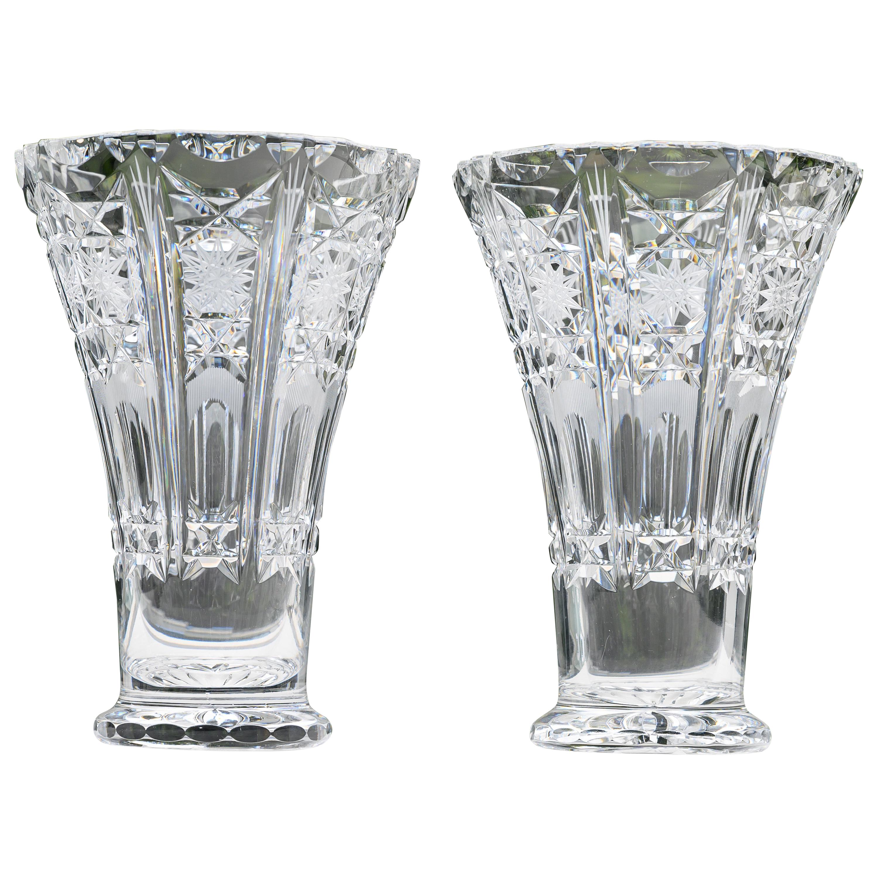 Pair of French Crystal Vases Attributed to Baccarat