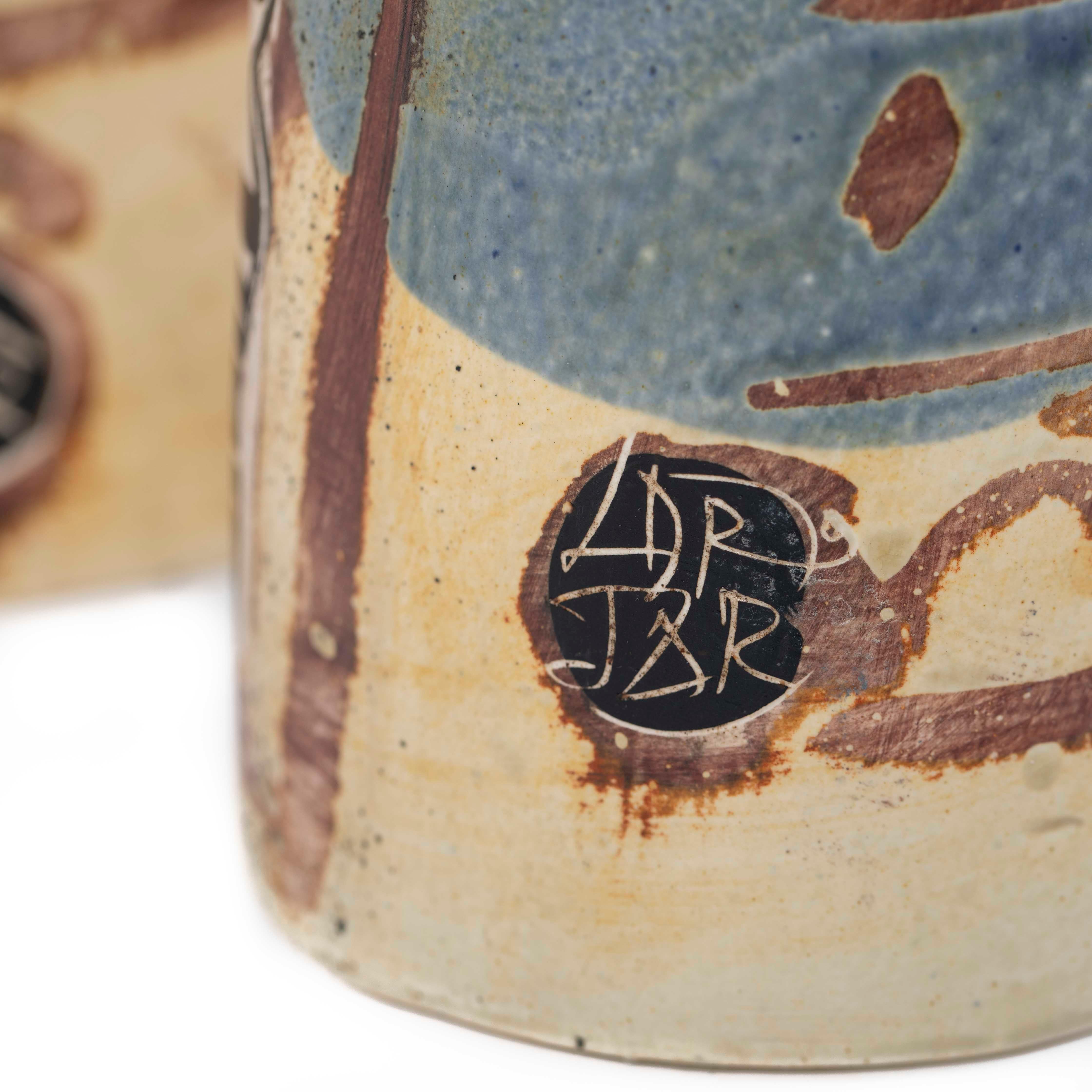 Pair of French Cubist-Inspired Ceramic Vases Depicting Women Playing Music 1940s For Sale 3