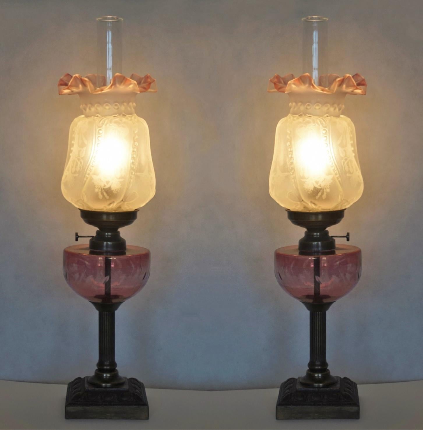 cut glass oil lamp