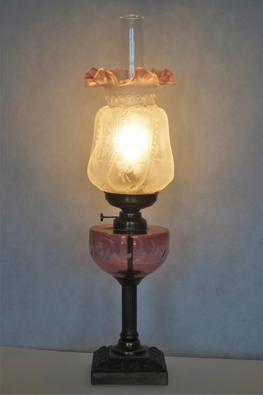 antique oil lamp shades for sale