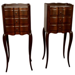 Pair of French Dark Walnut Bedside Cabinets with Drawers Pair of French Dark Walnut Bedside Cabinets with Drawers