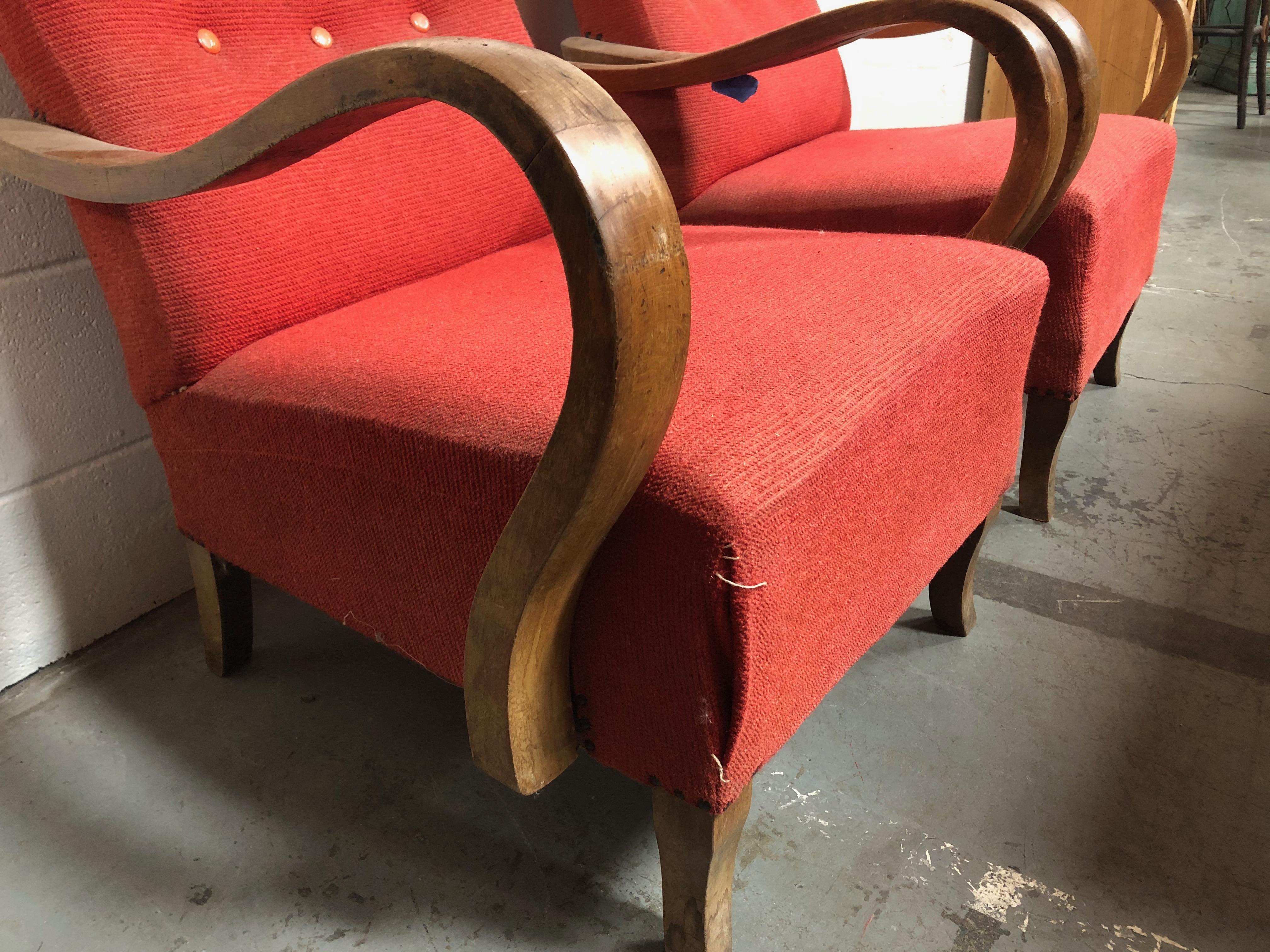 Mid-Century Modern Pair of French Deco Chairs