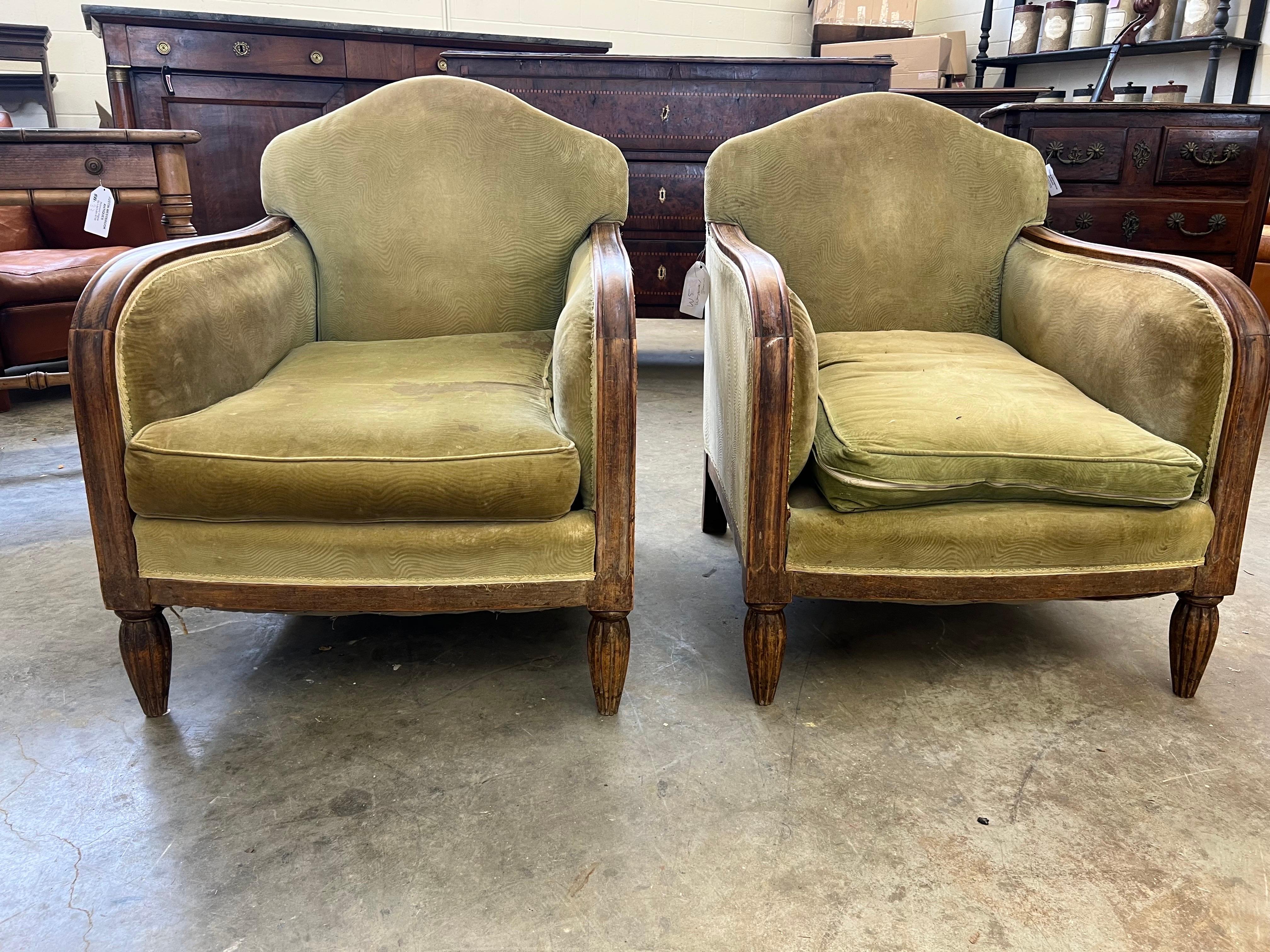 Art Deco Pair of French Deco Club Chairs