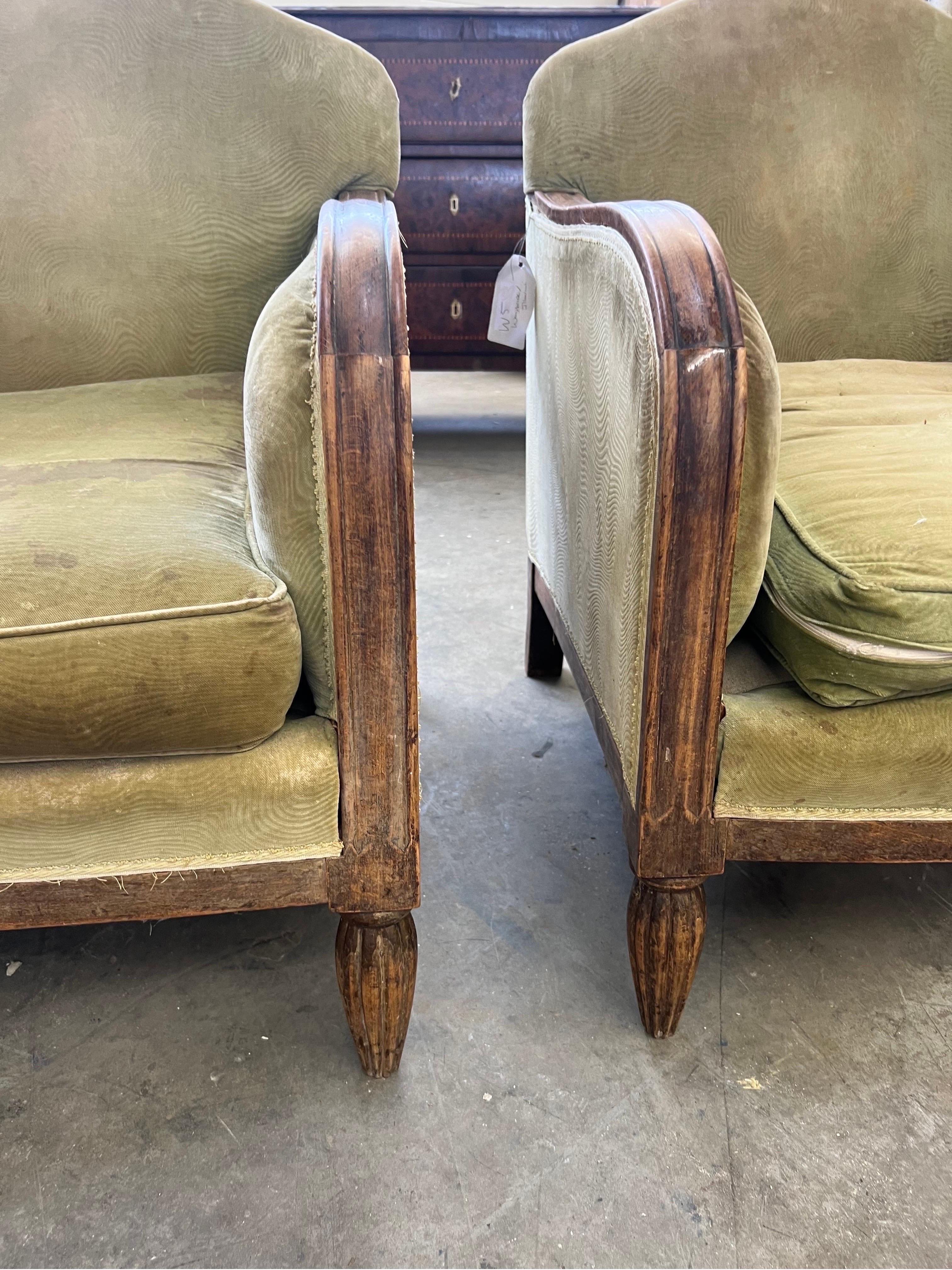 20th Century Pair of French Deco Club Chairs