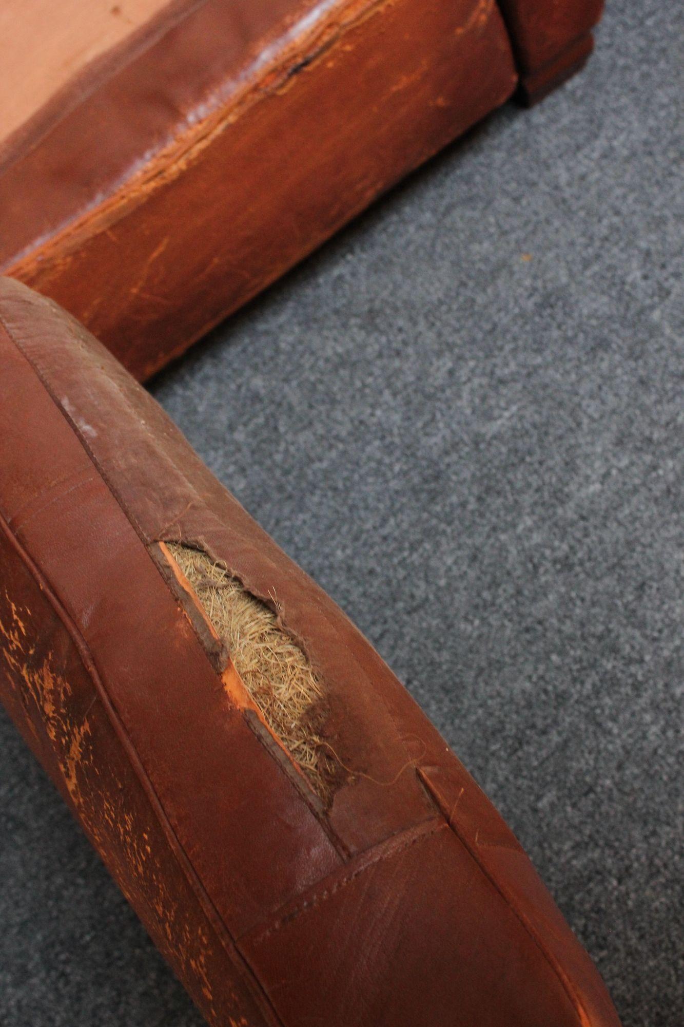 Pair of French Deco Leather 'Mustache' Club Chairs 8