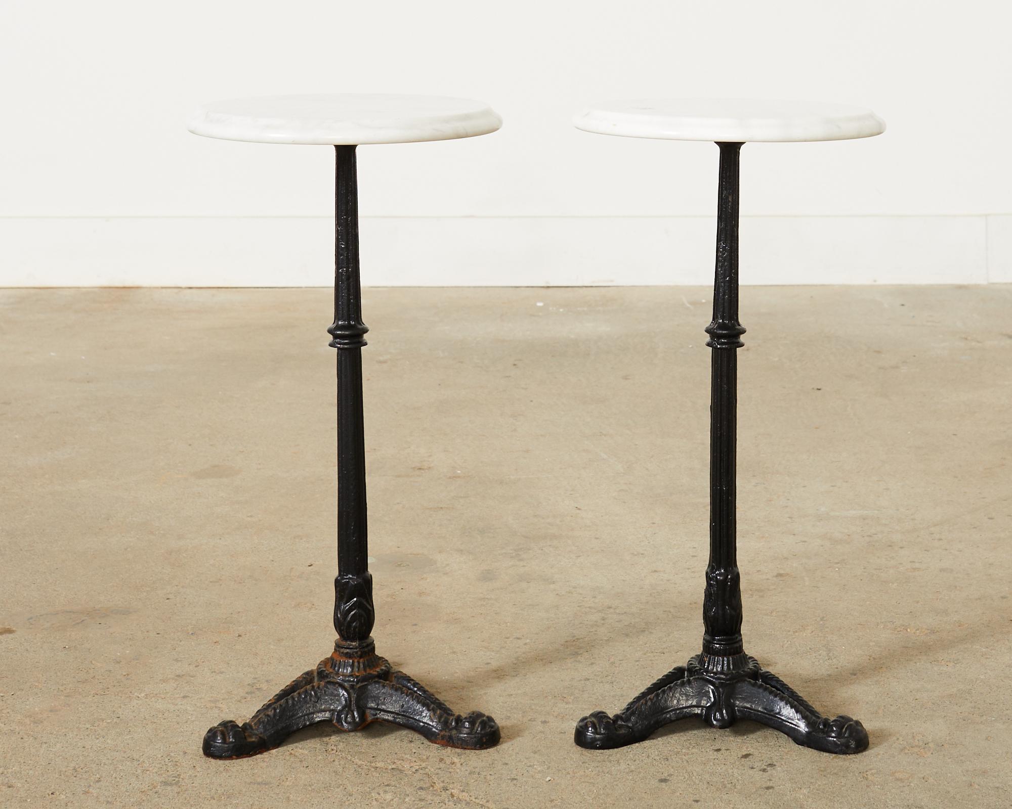 Art Deco Pair of French Deco Marble Top Bistro Tables 