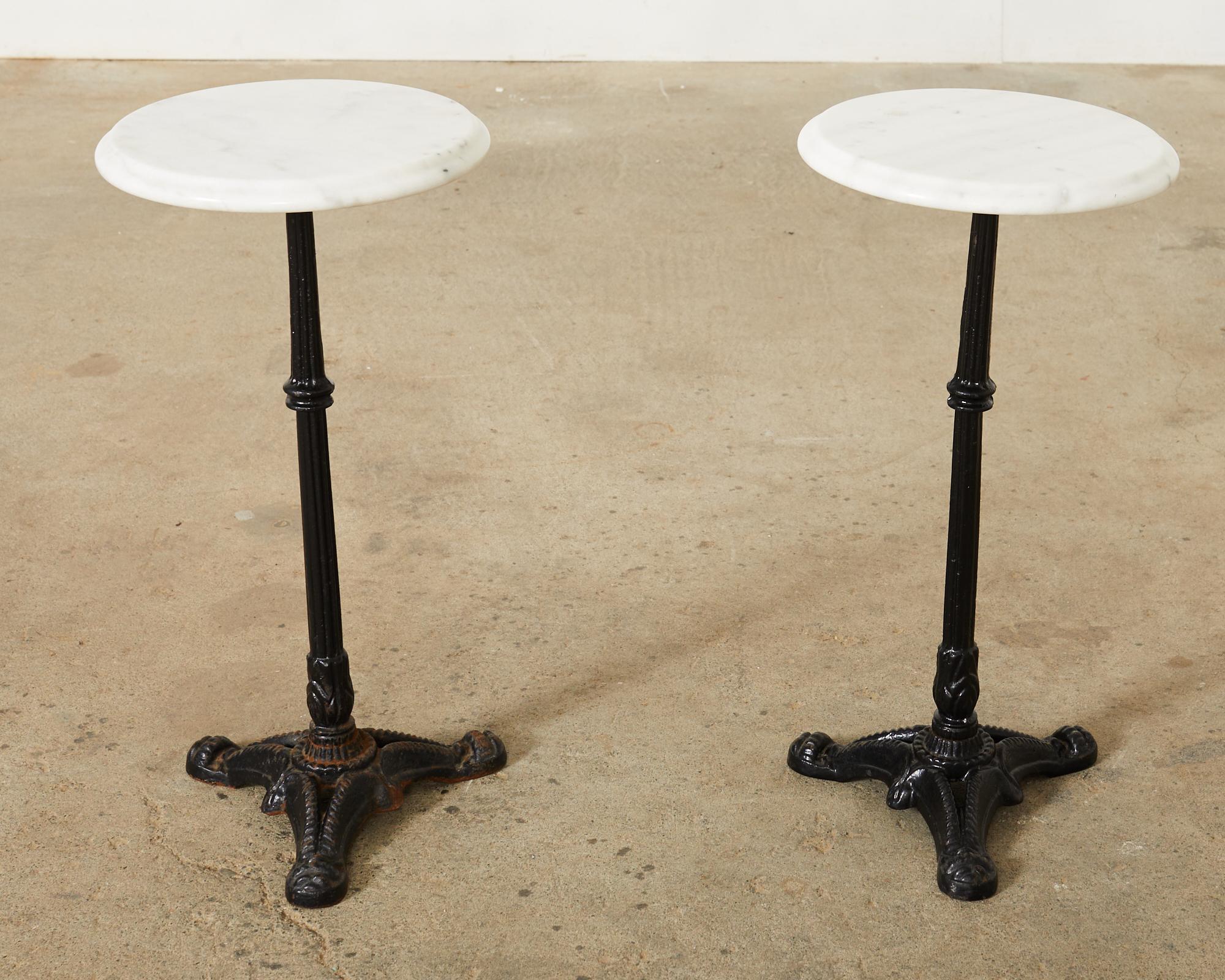 Pair of French Deco Marble Top Bistro Tables  In Good Condition In Rio Vista, CA