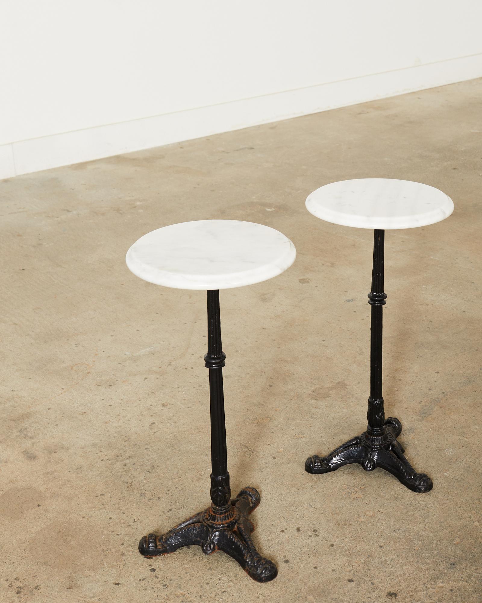 Pair of French Deco Marble Top Bistro Tables  2