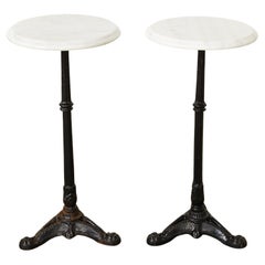 Pair of French Deco Marble Top Bistro Tables 