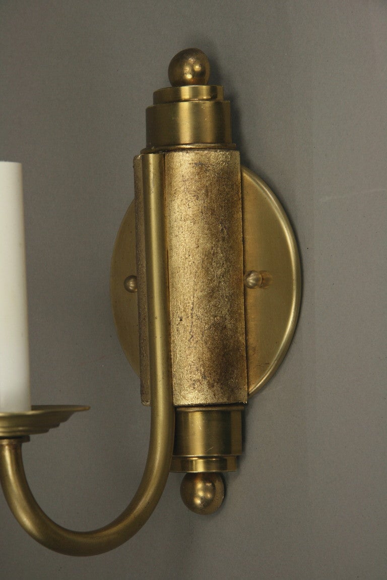 Brass Pair of French Deco Sconces