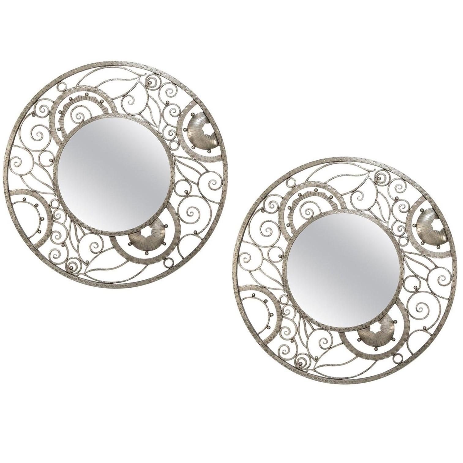 Pair of French Deco Silvered Mirrors
