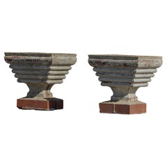 Pair of French Decorative Cast Stone Jardinières, Mid-20th Century, 1960s