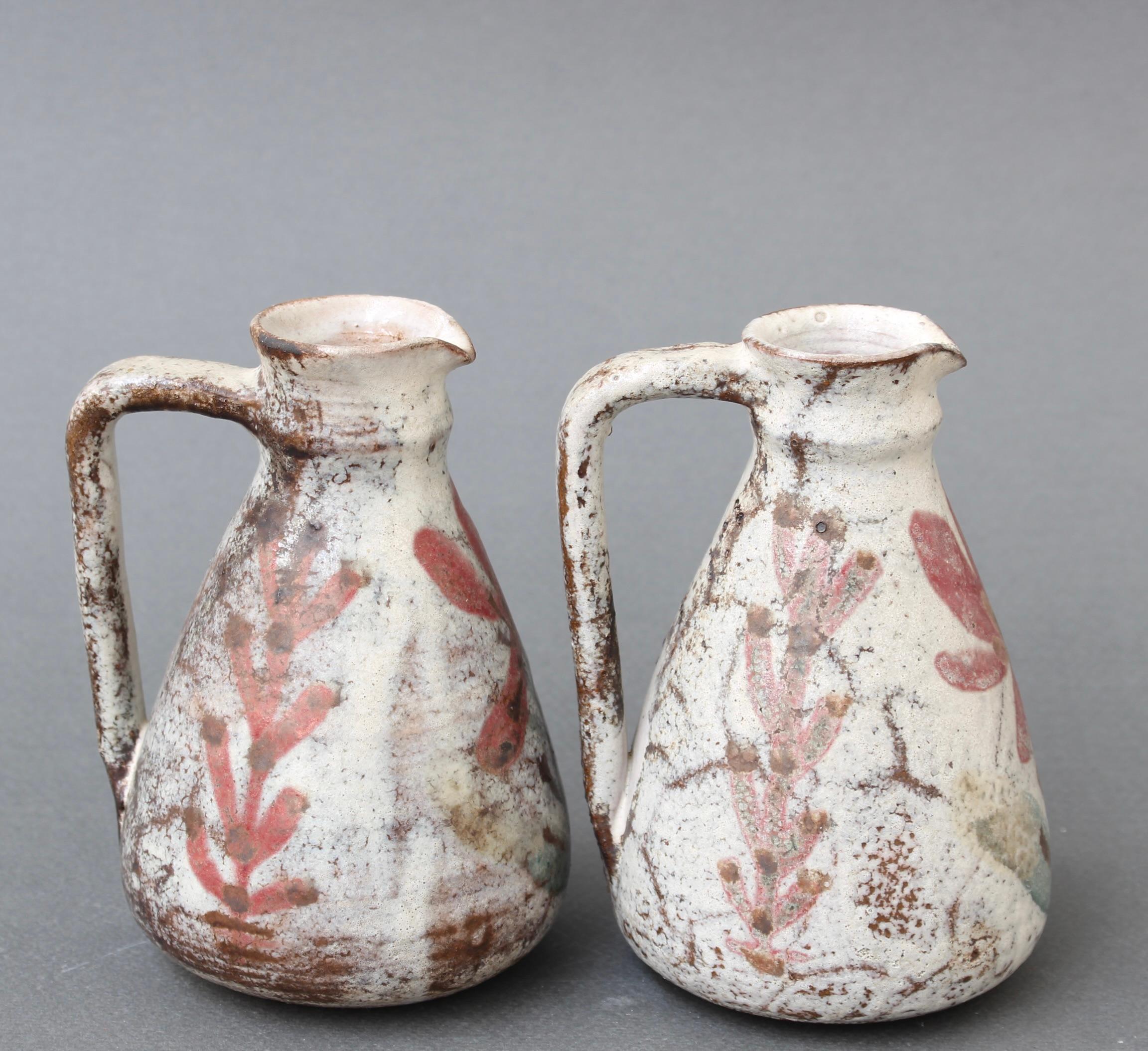 Pair of French Decorative Ceramic Vessels with Handle and Spout - Small In Good Condition For Sale In London, GB