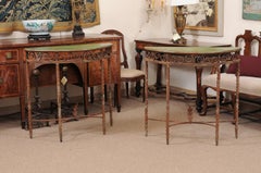 Pair of French Demilune-Form Metal Consoles