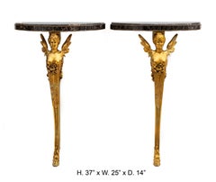 Pair of French Demilune Ormolu Consoles, Napoleon III Style