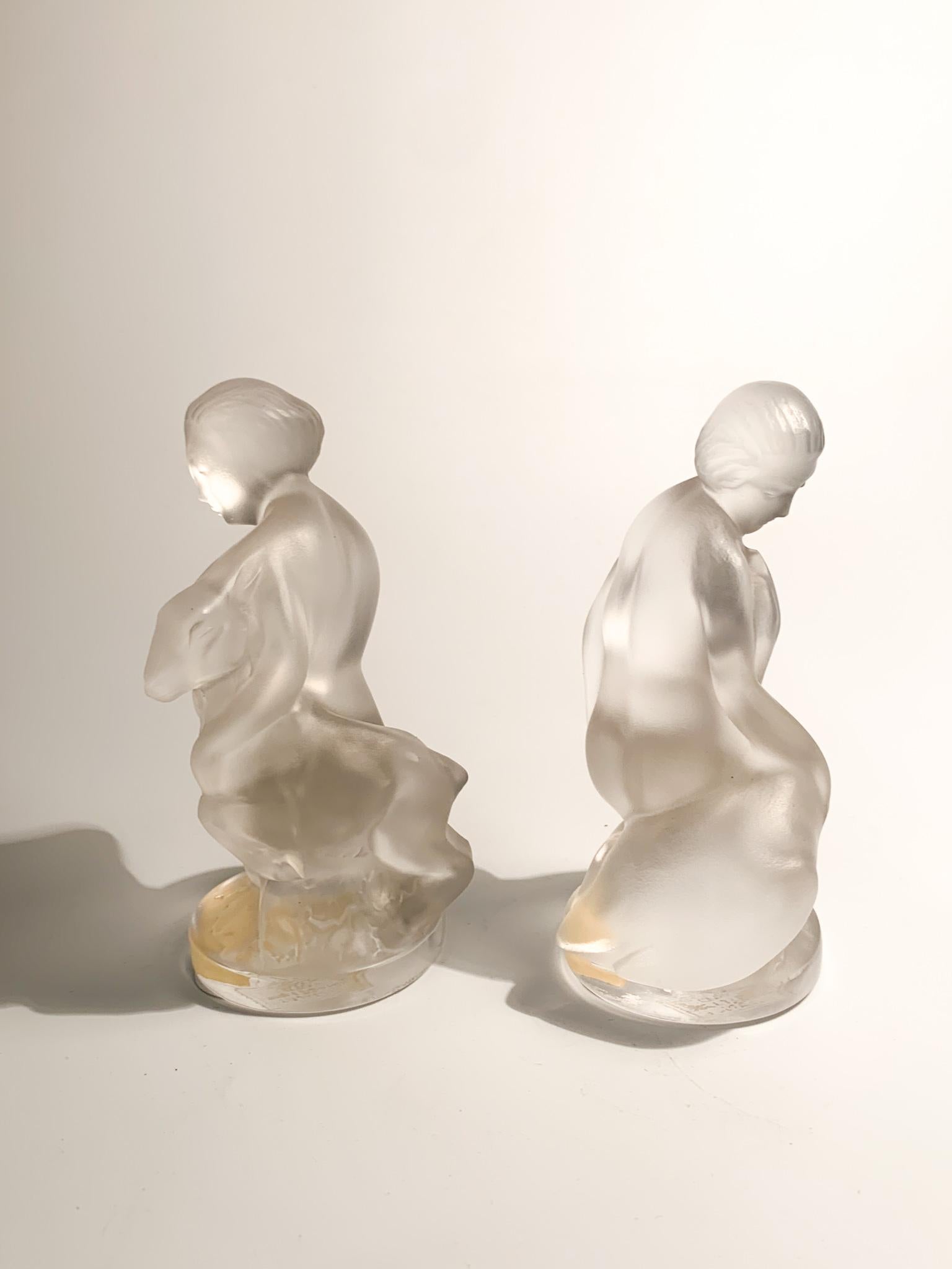 Mid-20th Century Pair of French Diana Crystal Sculptures by Lalique from the, 1950s