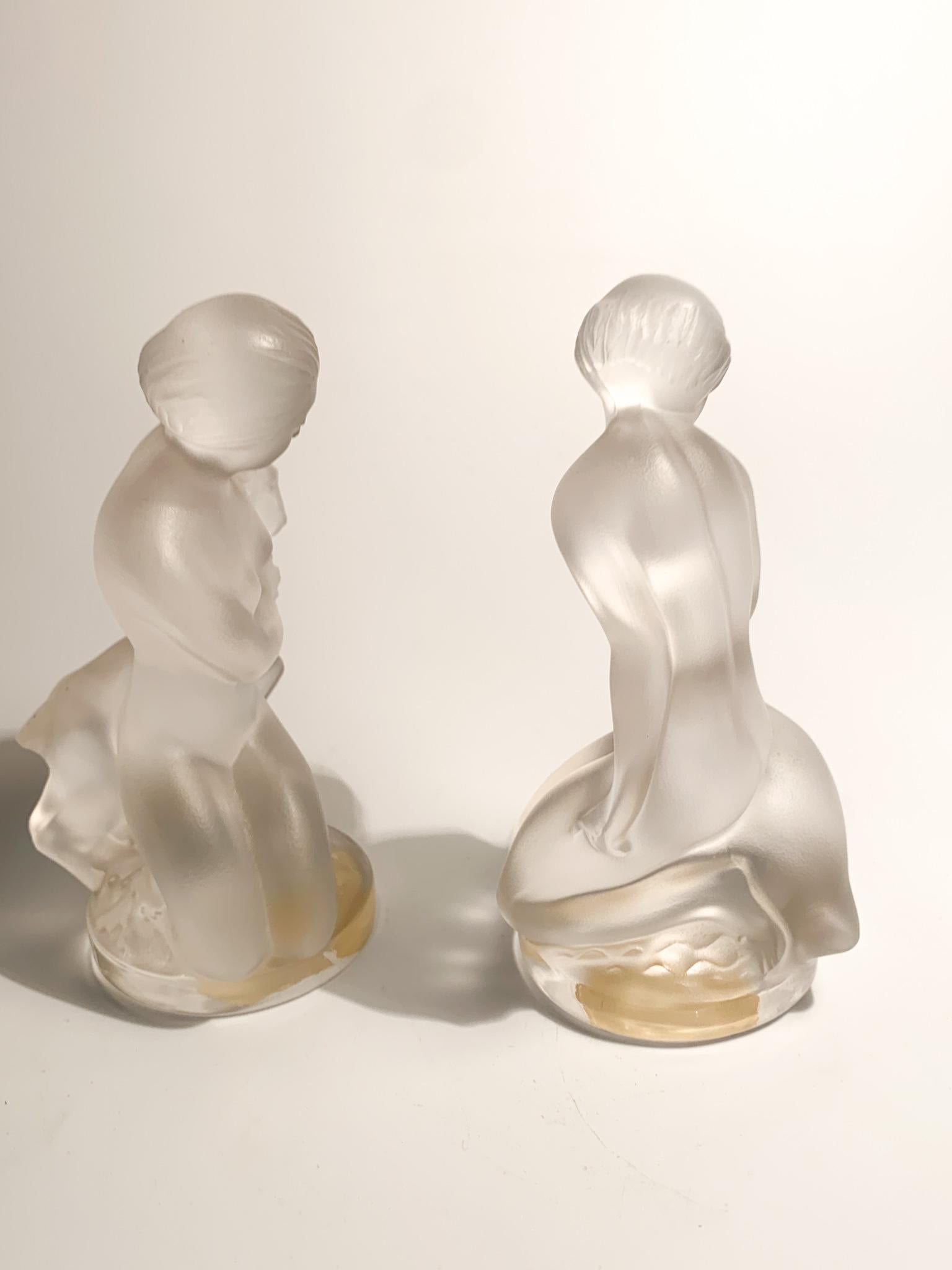 Pair of French Diana Crystal Sculptures by Lalique from the, 1950s 1