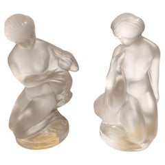 Pair of French Diana Crystal Sculptures by Lalique from the, 1950s