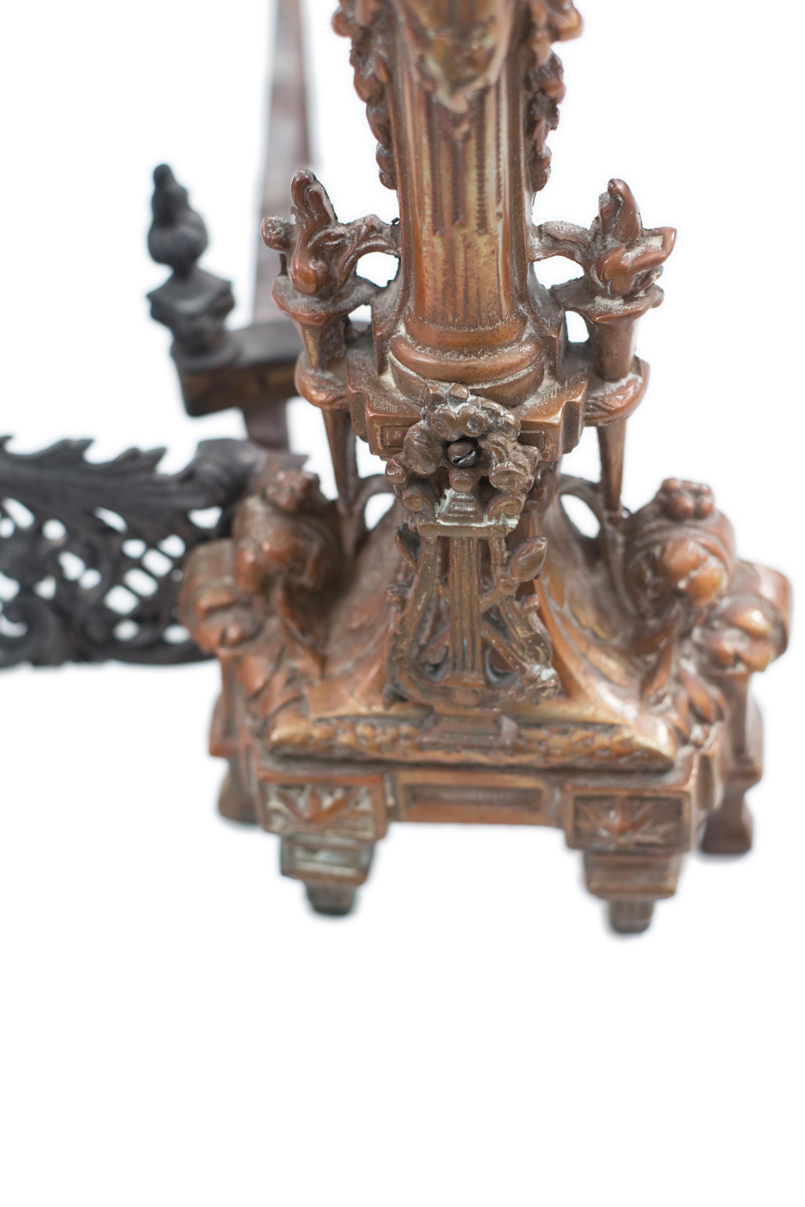 Pair of French Directoire Bronze Andirons For Sale 1