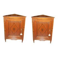 Pair of French Directoire Corner Cabinets