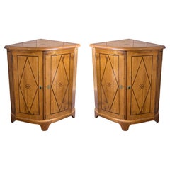 Antique Pair of French Directoire Fruitwood Corner Cabinets