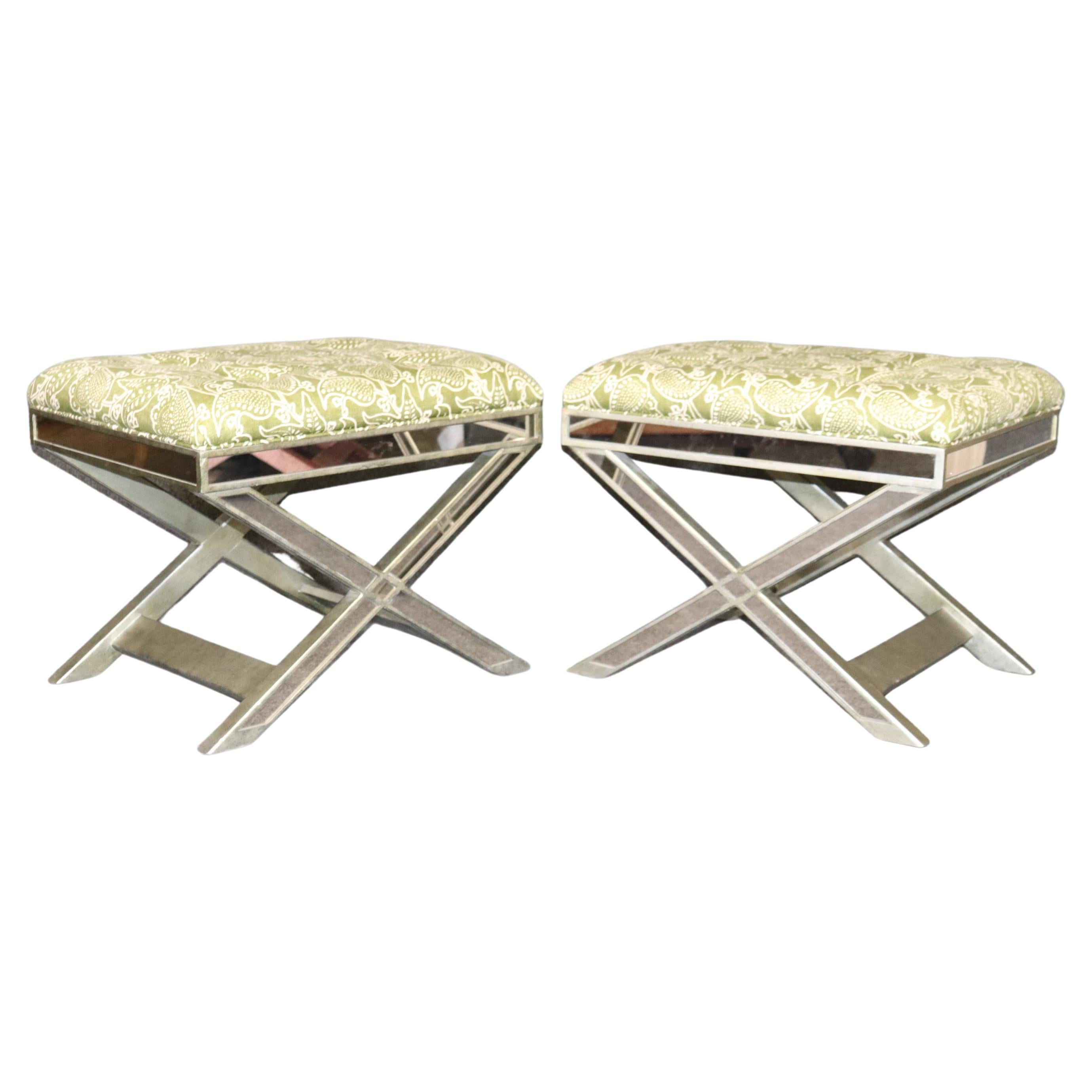 Pair of Hollywood Regency Leopard Print Velvet Benches at 1stDibs