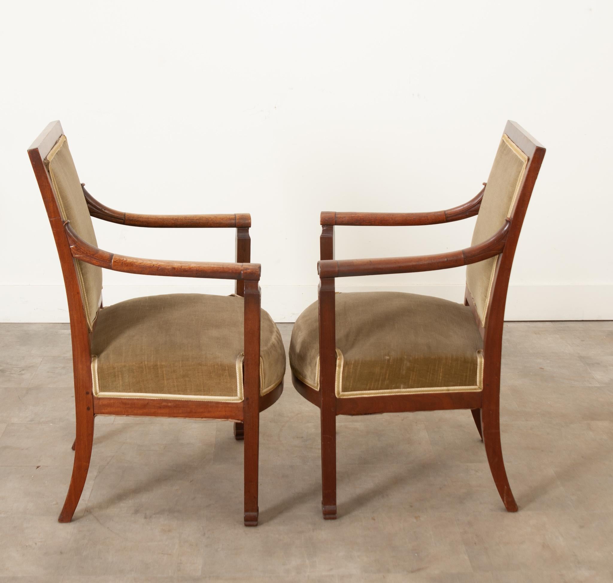 Pair of French Directoire Mahogany Fauteuils For Sale 6