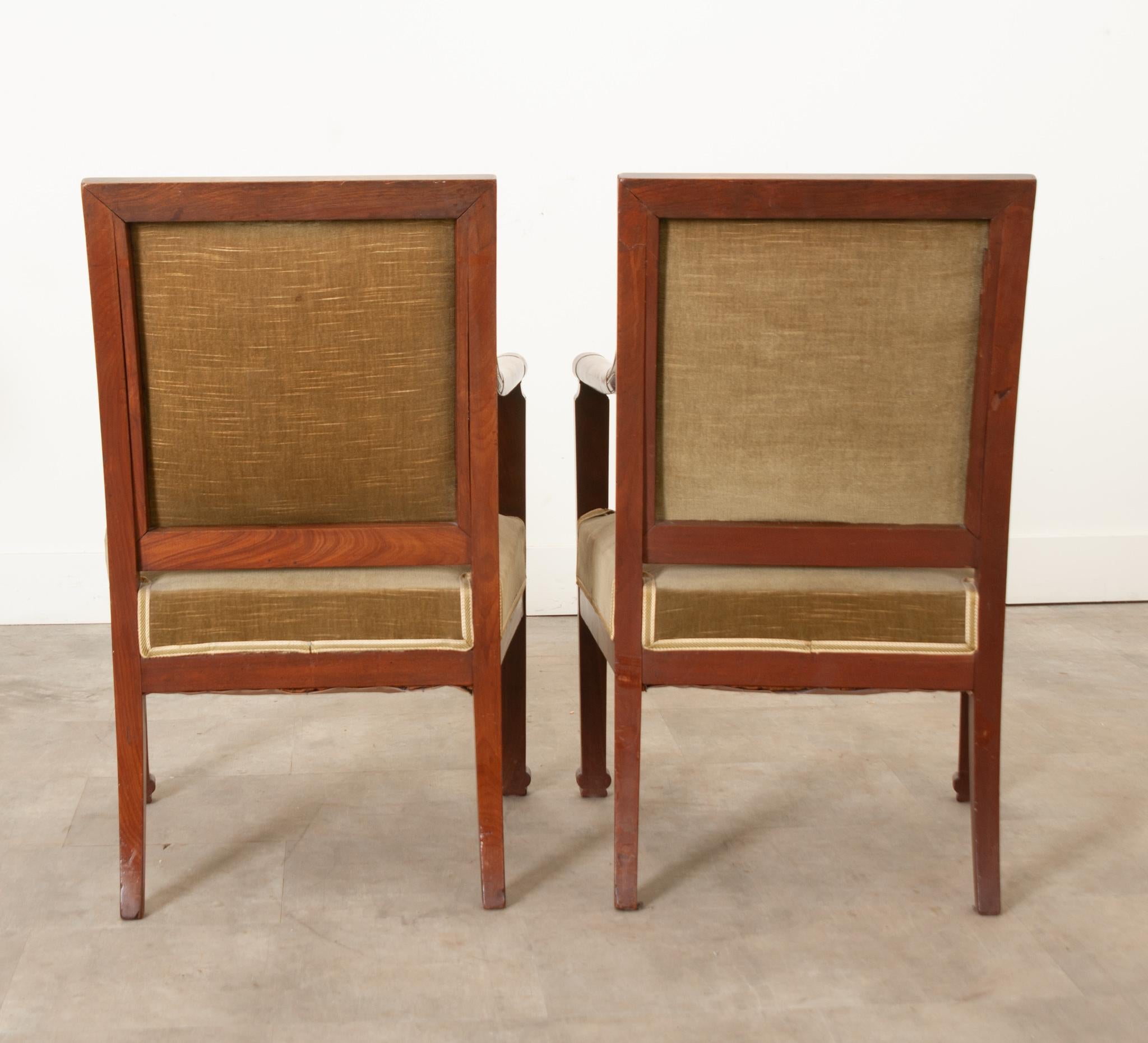 Pair of French Directoire Mahogany Fauteuils For Sale 10